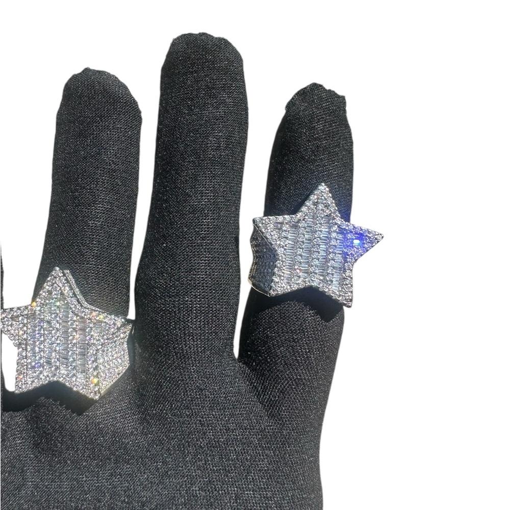Silver Star Shaped Ring Size 10 - Picture 3 of 3